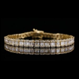 Round And Baguette Moissanite Diamond Hip Hop Bracelet 4.30 CT For Men
