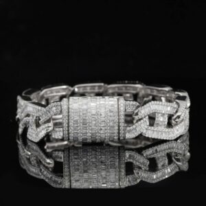 Stylish Round Moissanite Diamond Hip Hop Bracelets 4.093 CT For Men