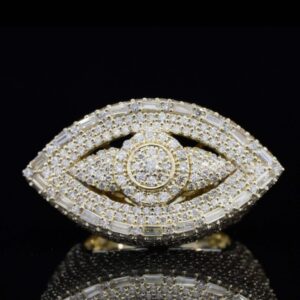 Eye Shape Round Baguette Moissanite Diamond Hip Hop Ring For Unisex